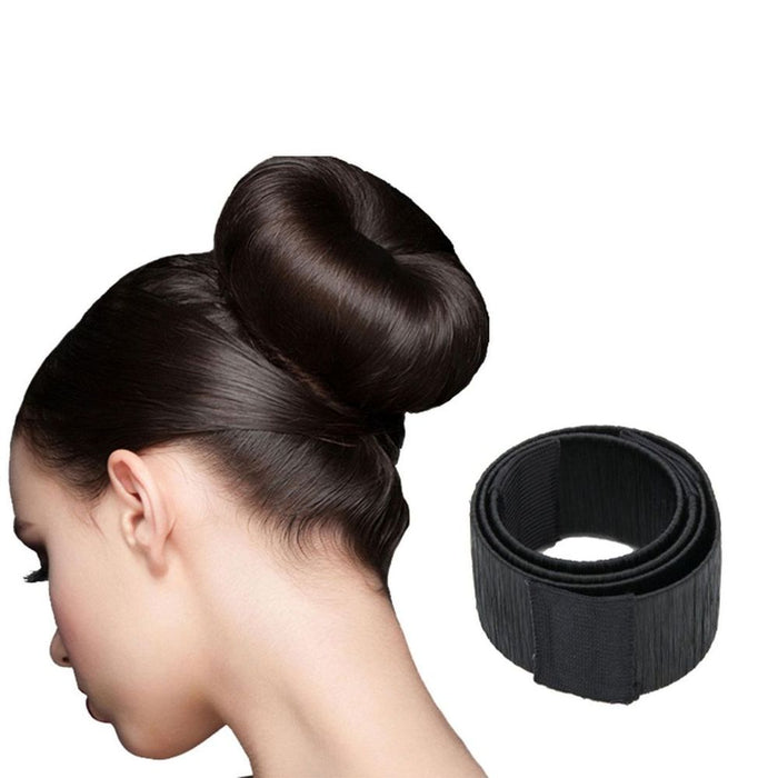 Aquarius Hair Bun Maker Donut, Lightweight & Portable, Black