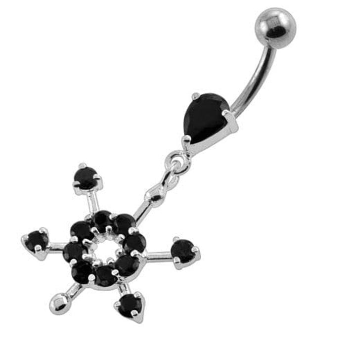 Fancy Flower Dangling Navel Belly Button Piercing