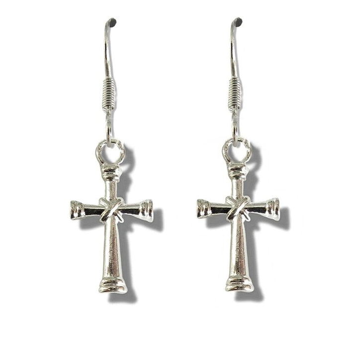 Stunning Cross Drop Earrings - Silver Plated