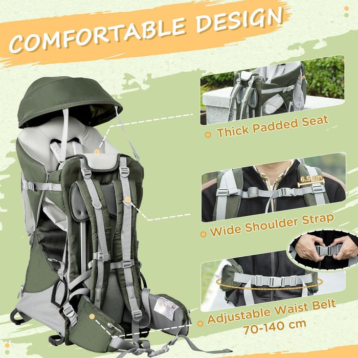 HOMCOM Toddler Hiking Backpack Carrier - Adjustable, Safe, Foldable - Quality Assurance