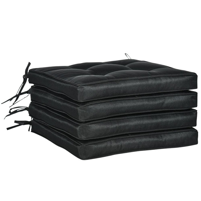 Premium Black Replacement Garden Seat Cushion | 40 x 40cm | Ties | Dining Chair Pad