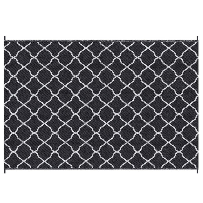 Outsunny Reversible Waterproof Outdoor Rug with Carry Bag, 182 x 274 cm, Black