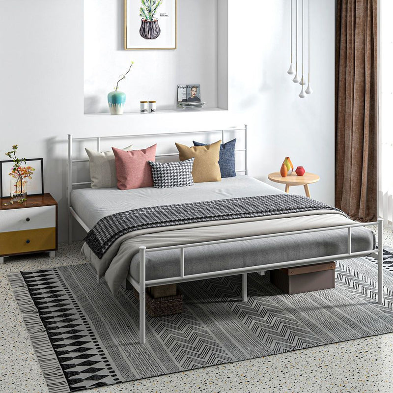 HOMCOM King Metal Bed Frame w/ Headboard and Footboard, Underbed Storage Space