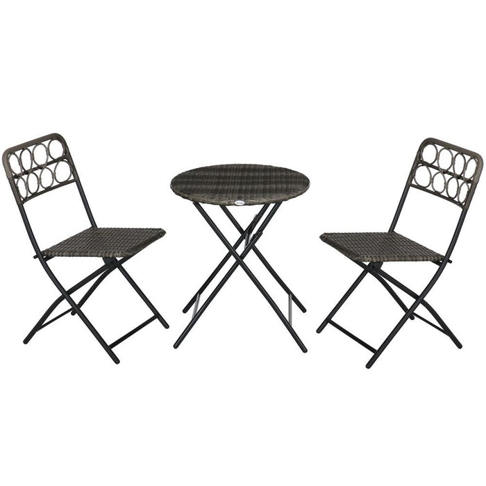 Outsunny 3 PCS Folding Rattan Wicker Bistro Set