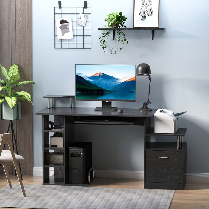 Premium Wood Computer Desk: Sleek Workstation with Drawer & Shelf - Ideal for Home Office - High Quality & Elegant Design