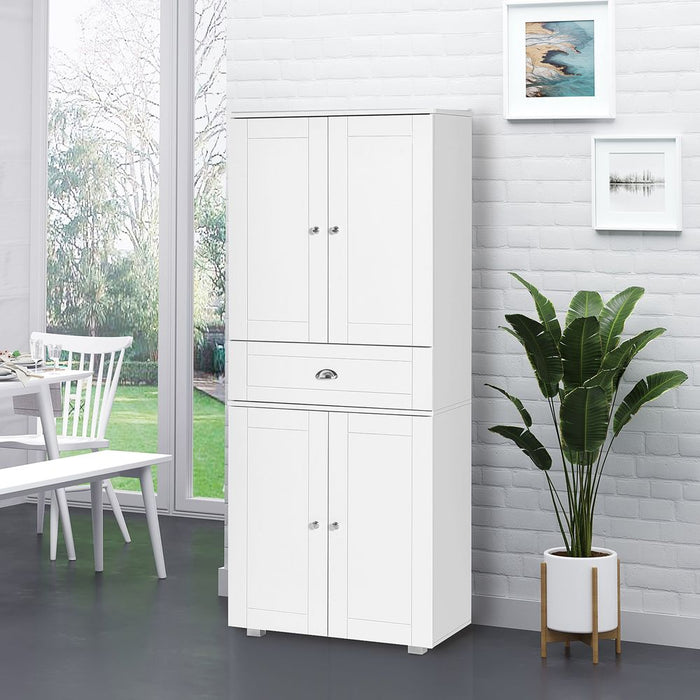 Stylish Kitchen Pantry Cupboard w/ Drawer & Shelves, 76.2x40x184cm