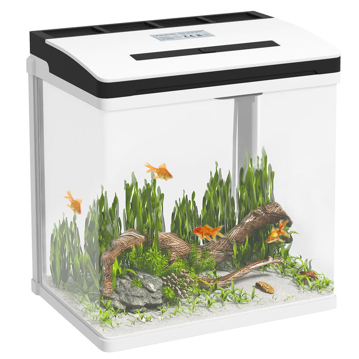 PawHut 13L Glass Fish Tank w/Filter, LED Lighting, Water Pump