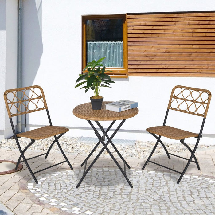 High-Quality 3 PCS Rattan Wicker Set: Easy Folding, Hand Woven, Coffee Table & Chairs