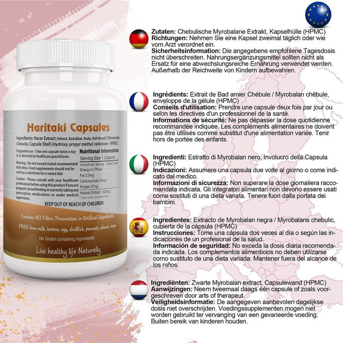 Himalayan Harde (Haritaki) Capsules - Ayurvedic King of Medicines for Optimal Health and Wellness