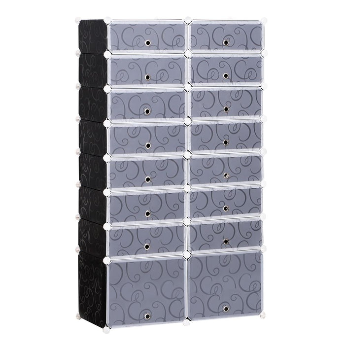 Large 16-Cube DIY Shoes Rack Portable Interlocking Plastic Cabinet Bedroom