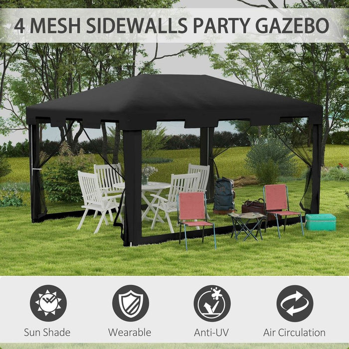 Outsunny 4x3m Party Tent - Waterproof Garden Gazebo Canopy - Wedding Cover Shade