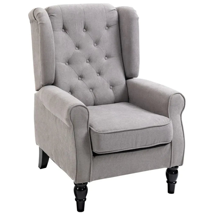 Retro Accent Chair Wingback Armchair with Wood Frame for Living Room Grey