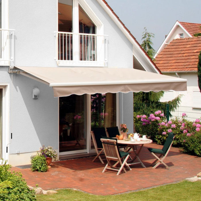 Durable 2.5m x 2m Manual Retractable Sun Shade Awning - Outdoor Patio Canopy Shelter