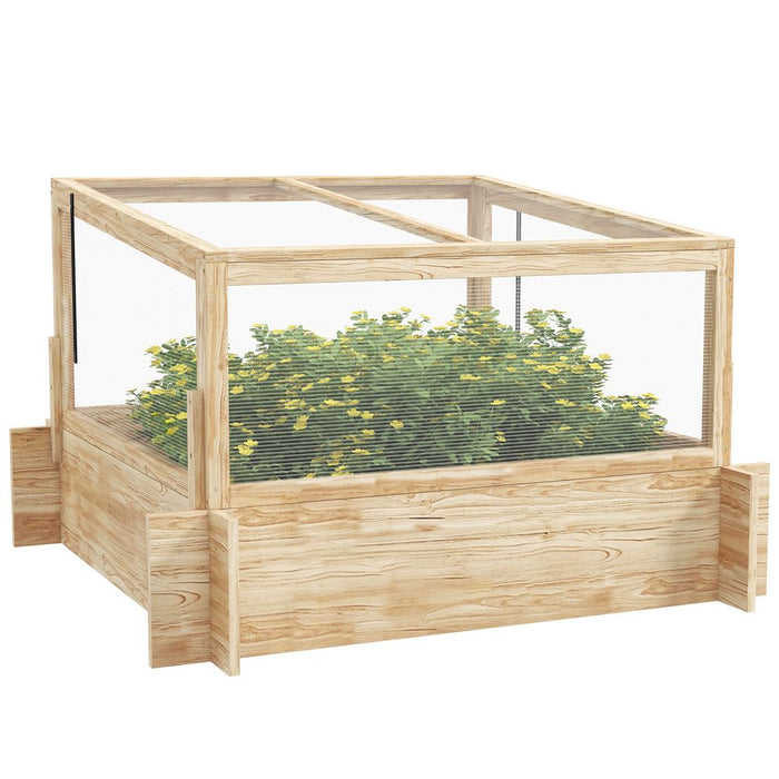 Outsunny Outdoor Raised Garden Bed with Cold Frame Greenhouse and Openable Top