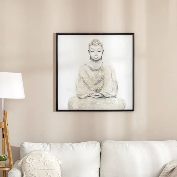 Canvas Wall Art Gold Textured Buddha, Wall Pictures Home Decor, 83 x 83 cm