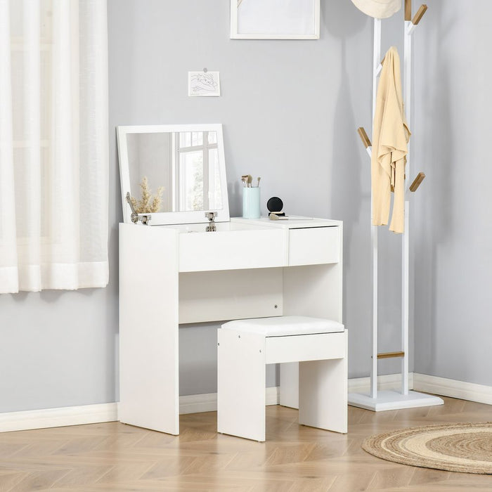 Transform Your Space with Our Stylish White Dressing Table Set - Complete with Padded Stool - High-Quality & Functional!