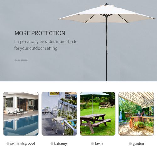 ?2.8m Patio Umbrella Parasol Outdoor Table Umbrella 6 Ribs Manual Push
