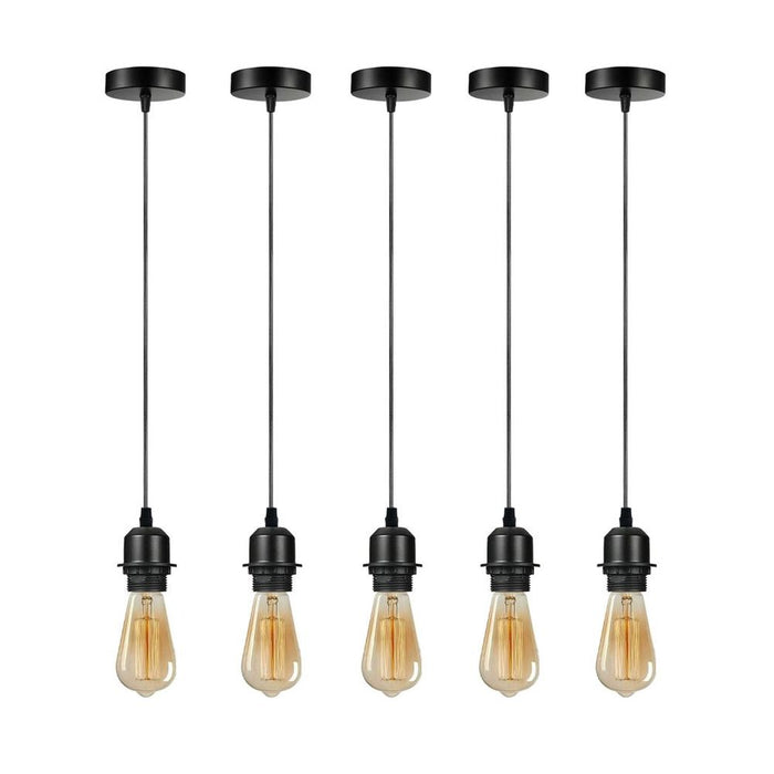 5 Pack Industrial Pendant Light Fitting, Lampshade Addable E27 Lamp Holder Light,