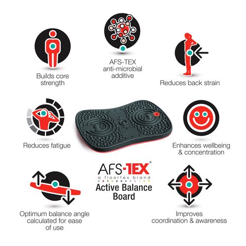 AFS-TEX® Active Anti-Microbial Exercise Wobble Balance Board - 35 x 50cm - Black