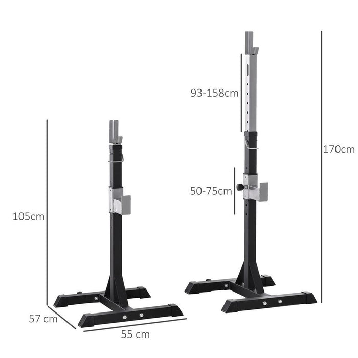 Premium Barbell Squat Rack - Heavy-Duty Steel Construction - Adjustable Height - Portable & Stable