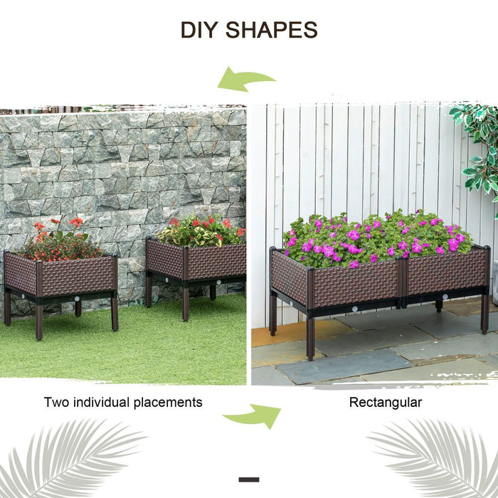 2-Piece Raised Bed & Self-Watering Planter Box - Grow Plants, Veggies, & Flowers Anywhere! Durable & Easy Assembly