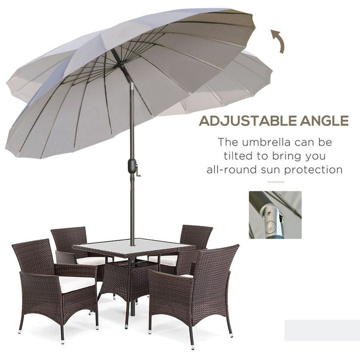 Outsunny 2.5m Round Curved Adjustable Parasol Sun Umbrella