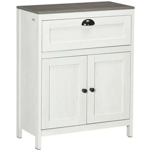 Bathroom Floor Standing Cabinet Storage Organizer w/ Drawer Double Door, White