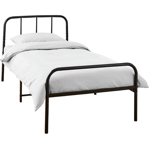 House of Home Black Single Metal Bed Frame Extra Strong with Rounded Headboard
