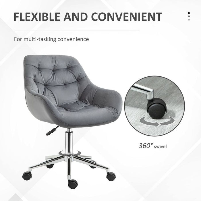 Premium Velvet Home Office Chair: Comfy Dark Grey Desk Chair with Adjustable Height Armrest - Best Quality