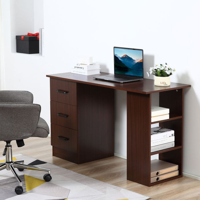 HOMCOM Computer Desk w/ Storage, Writing Table for Home Office, Brown