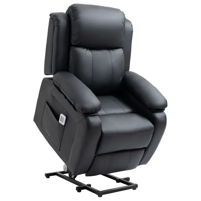 Premium Power Lift Recliner Chair, Massage & Vibration, Side Pocket, Black