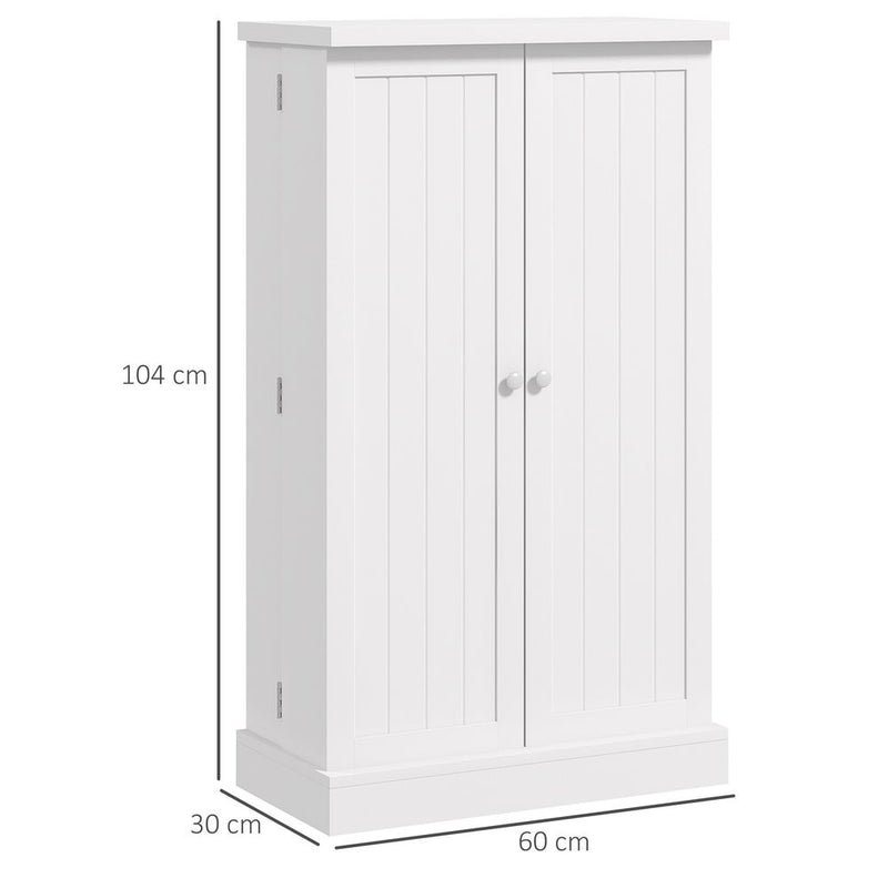 HOMCOM Kitchen Cupboard: Double Doors, 5-Tier Shelf, 12 Spice Racks, White