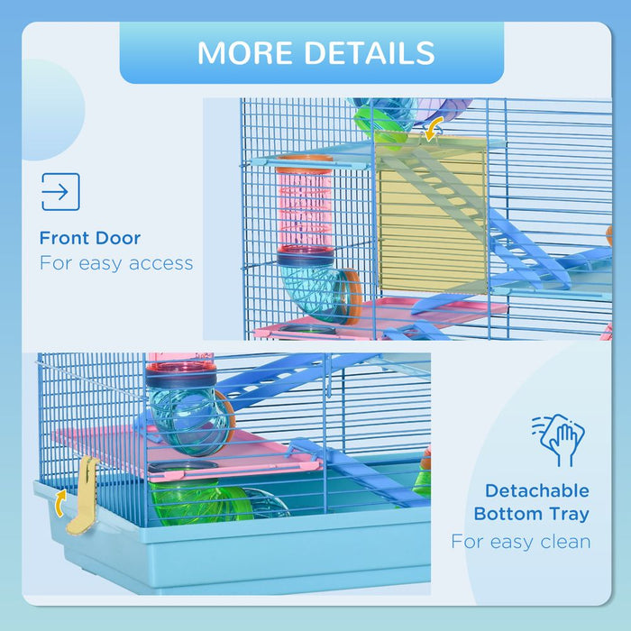 Ultimate Multi-Level Animal Cage Kit for Small Pets - Hammster Cage with Accessories by Pawhut