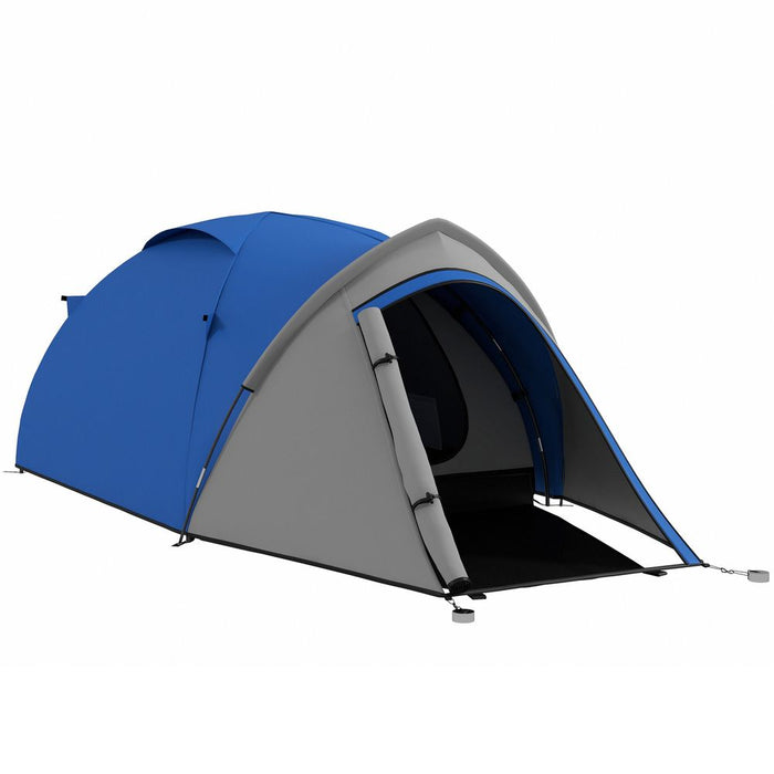 Outsunny Camping Tent with Vestibule & Mesh Vents, Hiking Blue