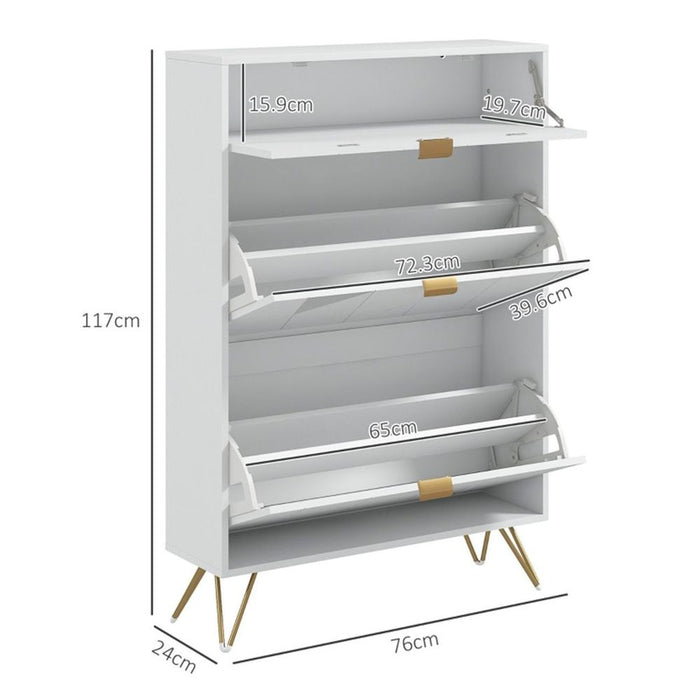 Shoe Storage Cabinet - White 76L x 24W x 117Hcm