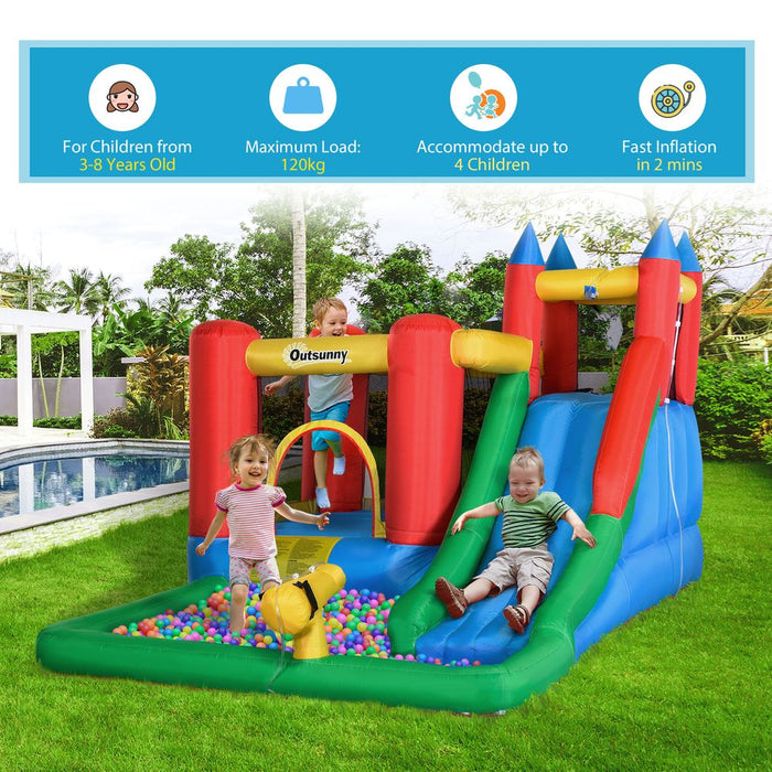 Ultimate Fun: Kids Bouncy Castle with Slide, Water Pool, Climbing Wall & Trampoline - Top Quality!