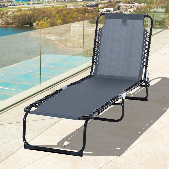 Premium Foldable Sun Lounger - Ultimate Comfort & Portability - Ideal for Beach, Patio, Garden - High Quality by Outsunny