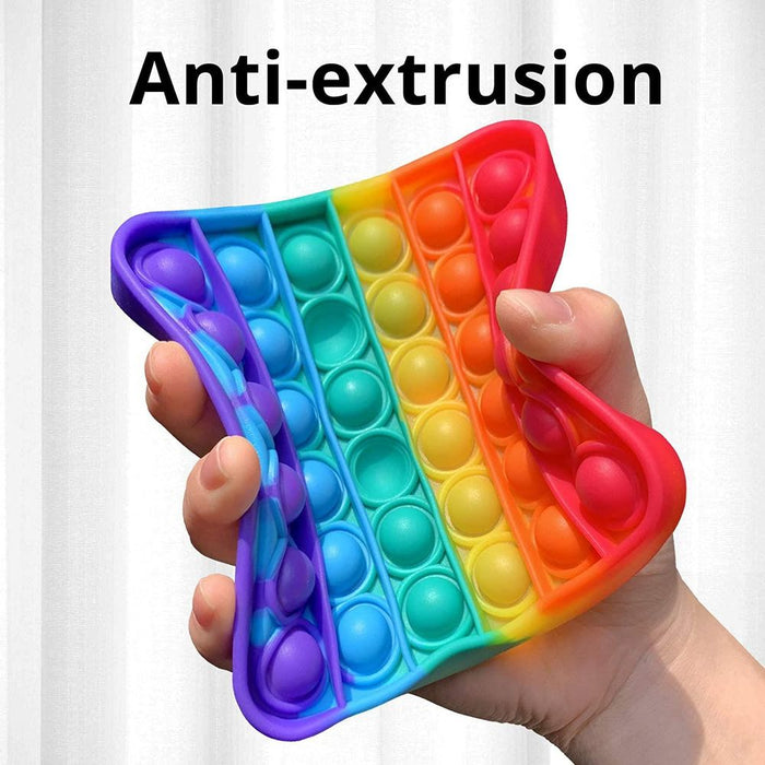 PUSH BUBBLE POP Sensory Fidget Toy - Rainbow Color Square - Stress Relief, Autism, Special Needs - Top Quality