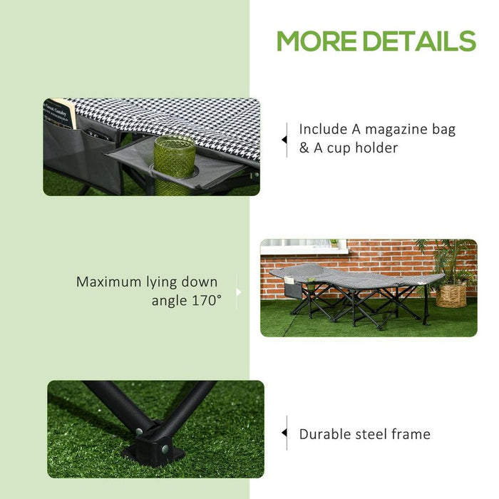 Premium Outsunny Camping Bed: Portable, Comfortable & Stylish. Includes Carry Bag, Magazine Storage & Cup Holder. Black.