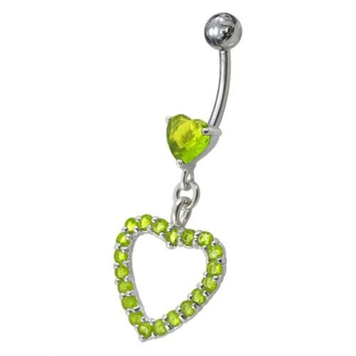 Fancy  Jeweled Heart Dangling Navel body Jewelry