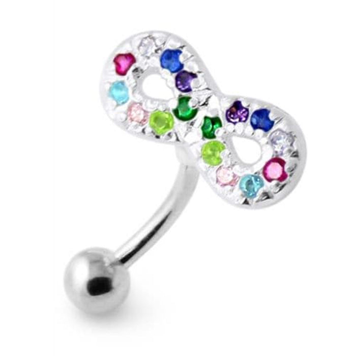 Jeweled Infinity Reverse Banana belly Ring