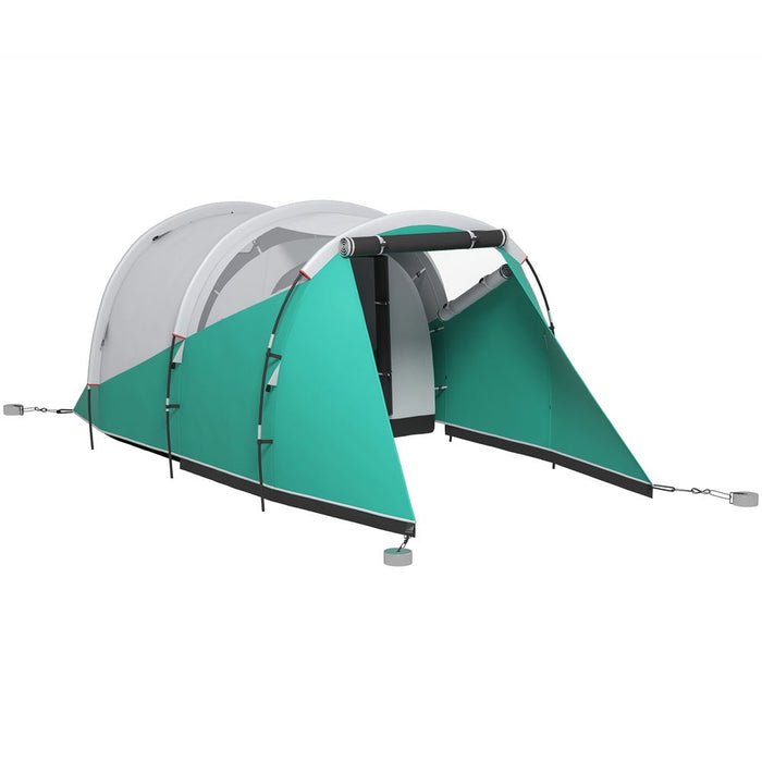 Outsunny Waterproof Camping Tent-2 Rooms, 4-5 Man, Green