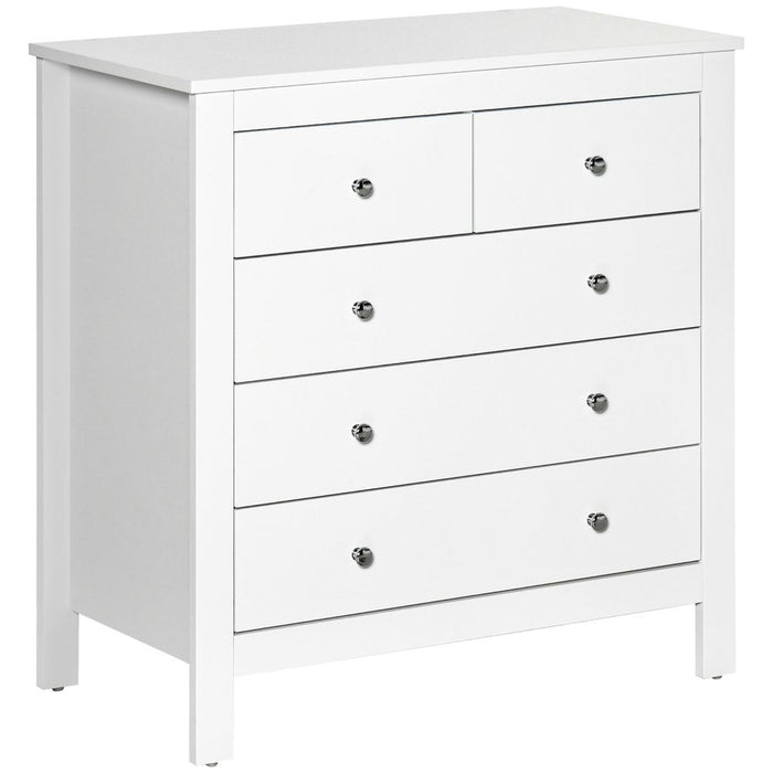 Premium 5 Drawer Storage Cabinet - Modern, Spacious, White