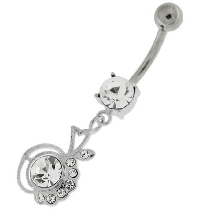 Half Jeweled Half Plain Navel Belly Button Ring