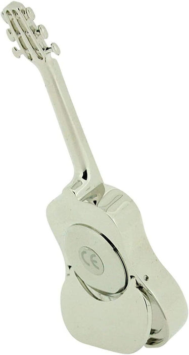 Silver Plated Guitar Clock - Solid Brass, Free-Standing, Miniature, High Quality - CLEARANCE, NEEDS RE-BATTERY