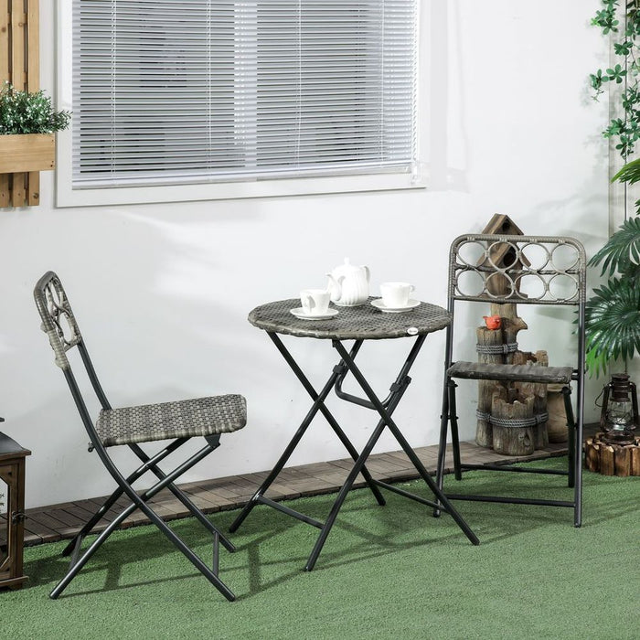 Outsunny 3 PCS Folding Rattan Wicker Bistro Set