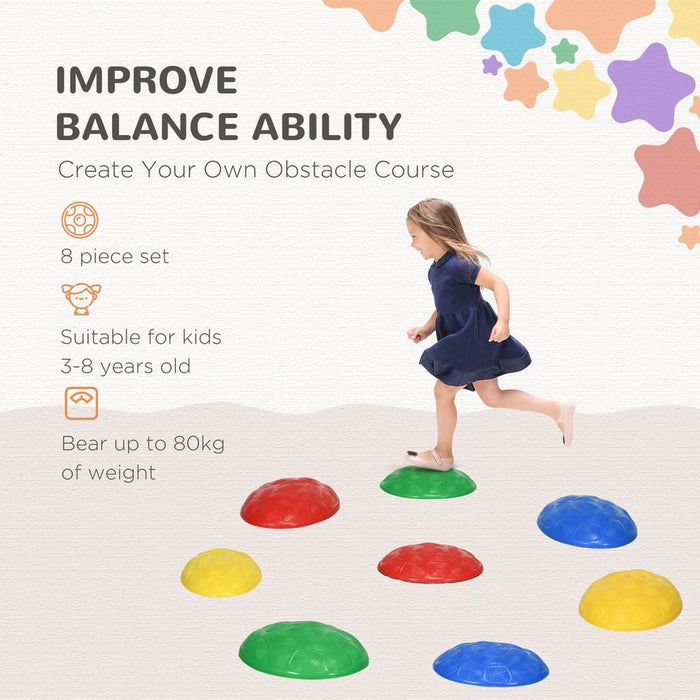 ZONEKIZ 8PCs Balance River Stones w/ Non-Slip Mats for Ages 3-8 Years