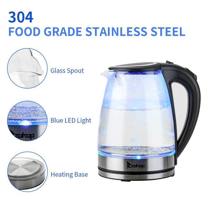 HD-1857-A 220V 2000W 1.8L Electric Glass Kettle UK Plug