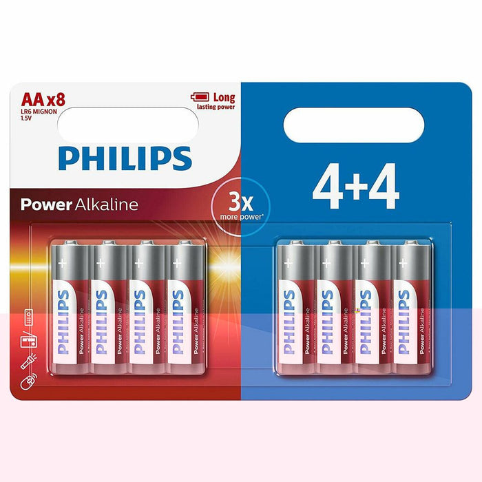 Phillips Ultra Alkaline AA Batteries, Long Lasting Power, 8 Pack