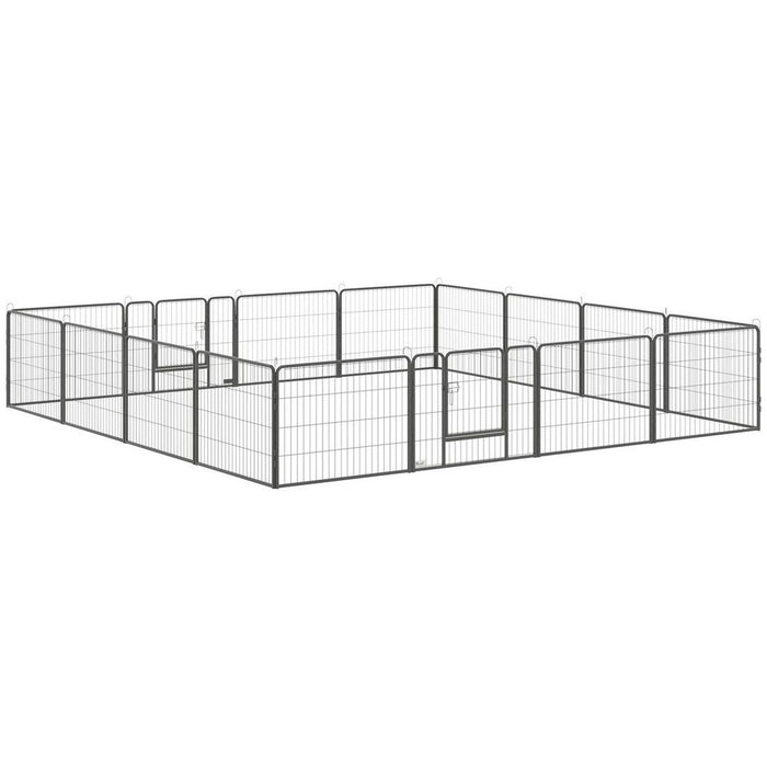 Heavy Duty 16 Panel Dog Pen - 60H cm - 2 Doors - Playpen for Dogs - Top Quality